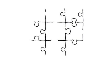 Two sets of interlocking puzzle pieces