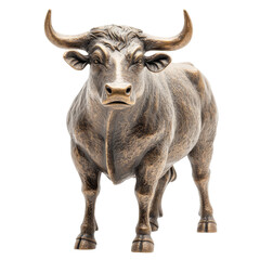 Naklejka premium Spanish bull statue isolated on a clean transparent background showcasing intricate details and craftsmanship, spanish bull statue isolated on transparent background