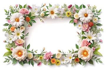 White frame with a flowery border