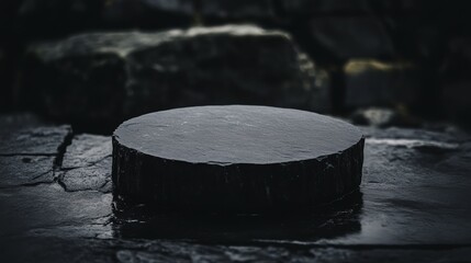 Smooth Round Stone on Wet Surface Surrounded by Natural Beauty