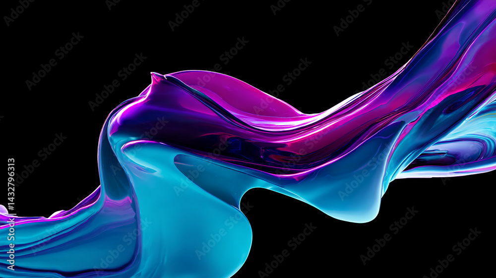 Aufkleber Abstract image of flowing blue and purple liquid, creating a dynamic and vibrant design suitable for a background or banner, showcasing fluidity and energy
