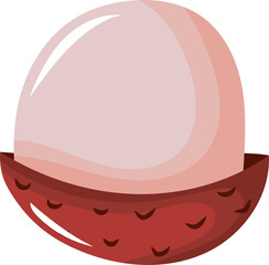 Lychee Fruit Illustration with Half Red Skin