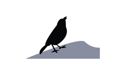 African rock pipit bird Silhouette Design  And Vector Illustration. 