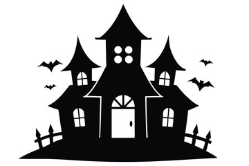 haunted house silhouette vector icon