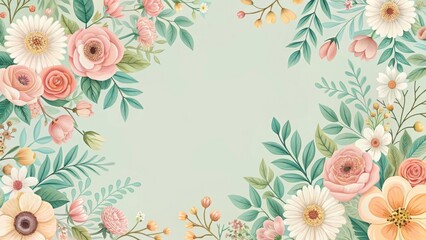 Elegant Floral Pattern with Pastel Colors for Spring, elegant design, clean lines