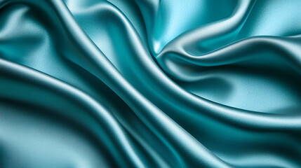 Obraz premium Elegant teal silk fabric draped softly luxurious texture background teal blue smooth.