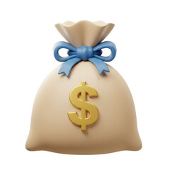 Money bag with dollar sign on transparent background