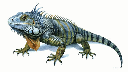 Fototapeta premium Cloak of Moss and mist iguana isolated watercolor vector illustration svg