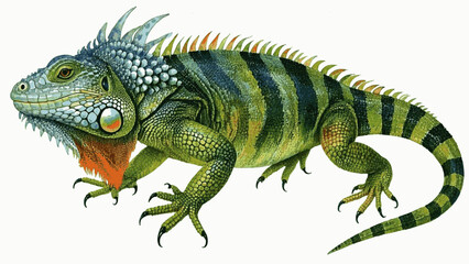  Ancient Ember hues iguana isolated watercolor vector illustration svg 