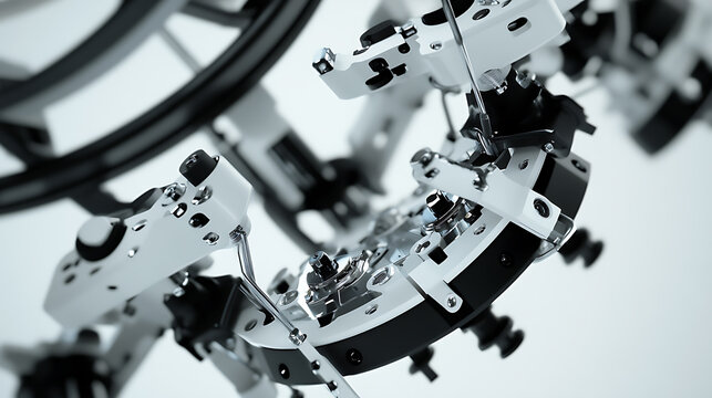 A robotic manipulator with flexible end effectors, assembling mechanical devices in a modern factory, High-tech style