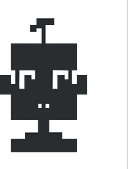 Obraz premium Pixel art silhouette of a robot icon symbolizing technology and artificial intelligence