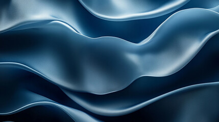 Obraz premium Abstract blue satin fabric draped waves elegant soft texture background silk fold.