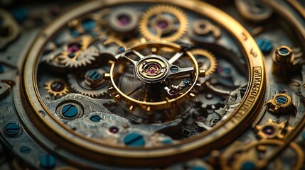 Obraz premium Intricate Gold Watch Movement Close-Up