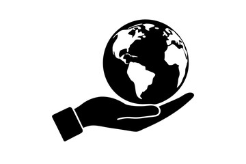 hand holding earth silhouette vector illustration 