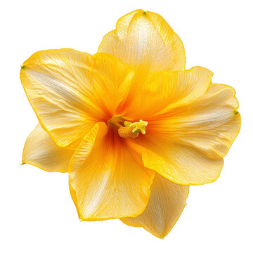 Vibrant daffodil flower isolated against a transparent background, showcasing intricate petal details and bright yellow color, vibrant dafodil in style, isolated on a transparent background for design