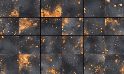 Dark Gray and Gold Metallic Tile Texture Seamless Pattern