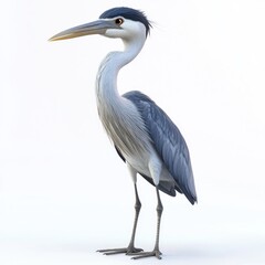 Fototapeta premium cute cartoon Grey Heron character 3D render isolated on white background 