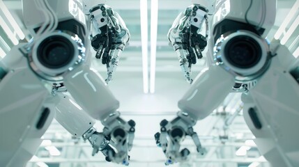 Robotic arms assembling product