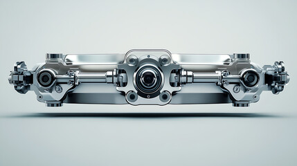A robotic precision tool with an AI controlled calibration system, isolated against a soft gradient backdrop, High-tech style