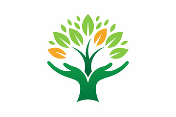 hands holding a tree vector illustration 