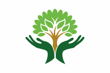 Fototapeta premium hands holding a tree vector illustration 