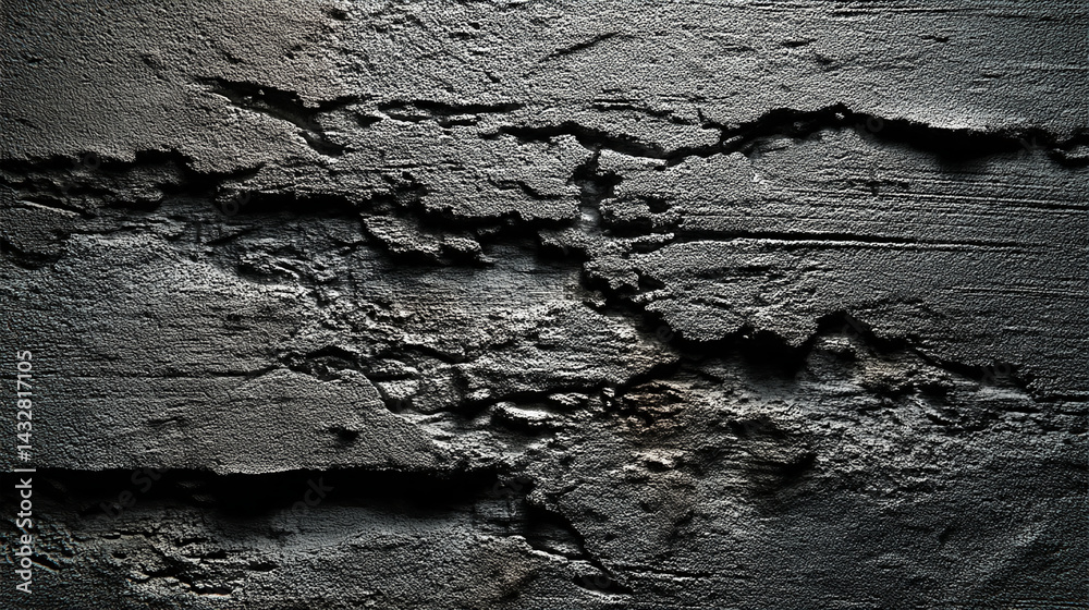 Poster dark gray textured wall, rough surface with cracks, creating a dramatic and intense appearance, suit