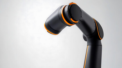 A sleek robotic arm with a futuristic matte finish, set against a clean white background, High-tech style