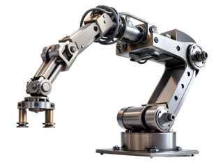 robotic hand holding a white background