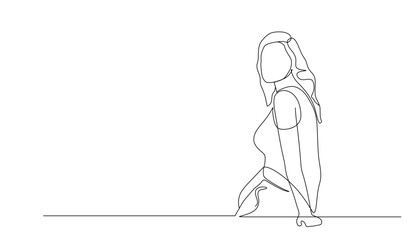 Obraz premium continuous line drawing of woman office workers. vector illustration