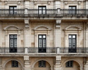 Ancient Coimbra university building facade, intricate stonework, arched windows - facade exquisite tourist decorative medieval
