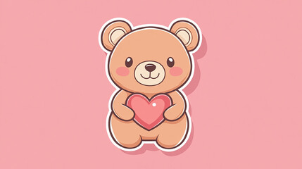 Cute bear sticker with a cuddly bear