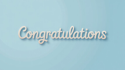 Elegant White Congratulations Text on Light Blue Background Perfect for Cards Invitations and Announcements