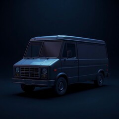 Retro Van with Dark Studio Shot.