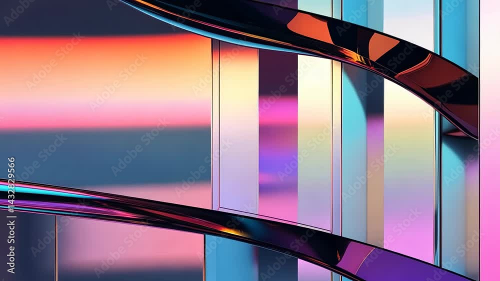 Poster captivating reflections and vibrant colors in a modern artistic display in an urban setting generati