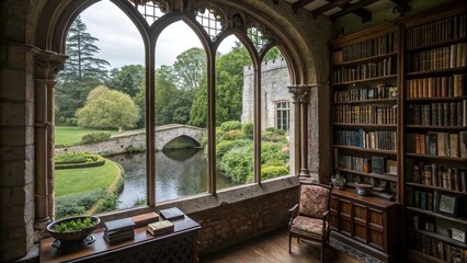 Ancient stone architecture frames a view of the old castle and bridge