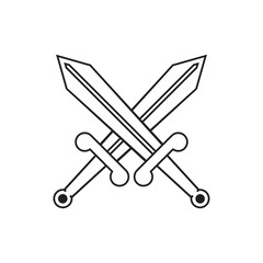 Two swords vector line icon design template