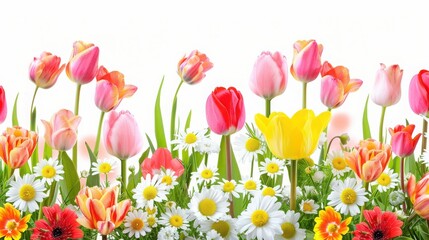 Fototapeta premium colorful tulips isolated on white