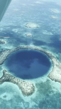 Aerial View of the Great Blue Hole in Belize Barrier Reef