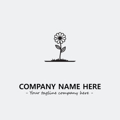 Flower illustration black and white for logo company vector image
