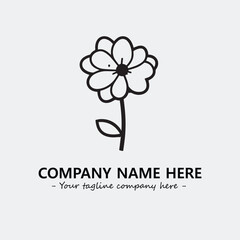 Flower illustration black and white for logo company vector image
