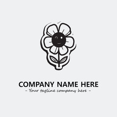 Flower illustration black and white for logo company vector image
