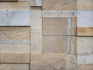 Rectangular natural rock wall tile texture for 3D rendering material and background.