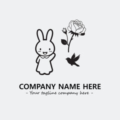 Flower illustration black and white for logo company vector image
