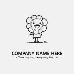 Flower illustration black and white for logo company vector image
