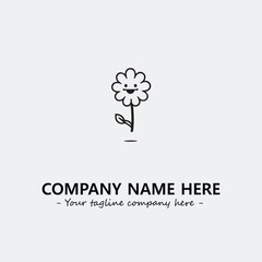 Flower illustration black and white for logo company vector image
