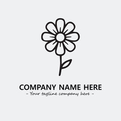 Flower illustration black and white for logo company vector image
