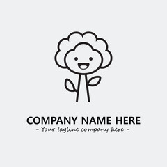 Flower illustration black and white for logo company vector image
