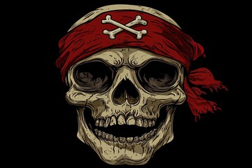 Detailed illustration of a pirate skull