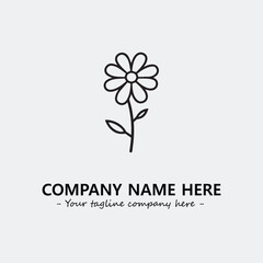 Flower illustration black and white for logo company vector image
