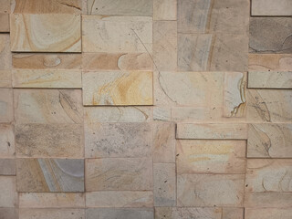 Rectangular natural rock wall tile texture for 3D rendering material and background.